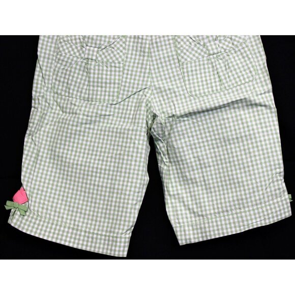 NWT 2010 Gymboree Tulip Garden Bermuda Shorts sz 9 Green Gingham Bow Pockets - Picture 2 of 8